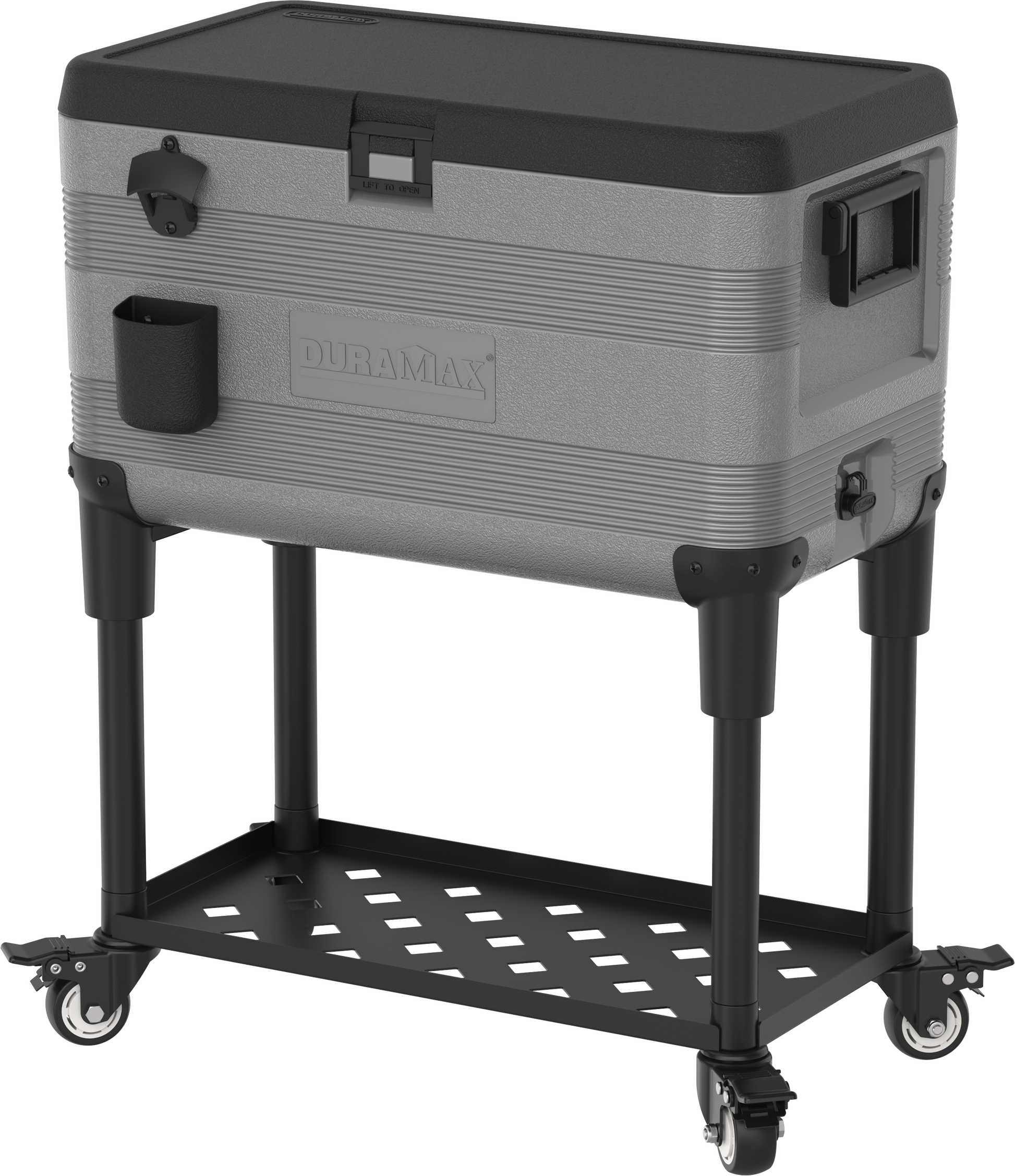 Duramax Patio Beverage Cart Cooler with PU Insulation & Wheels, Grey