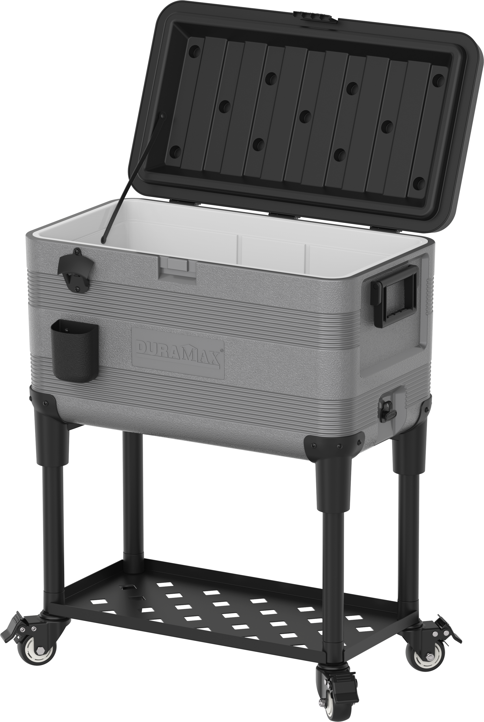 Duramax Patio Beverage Cart Cooler with PU Insulation & Wheels, Grey