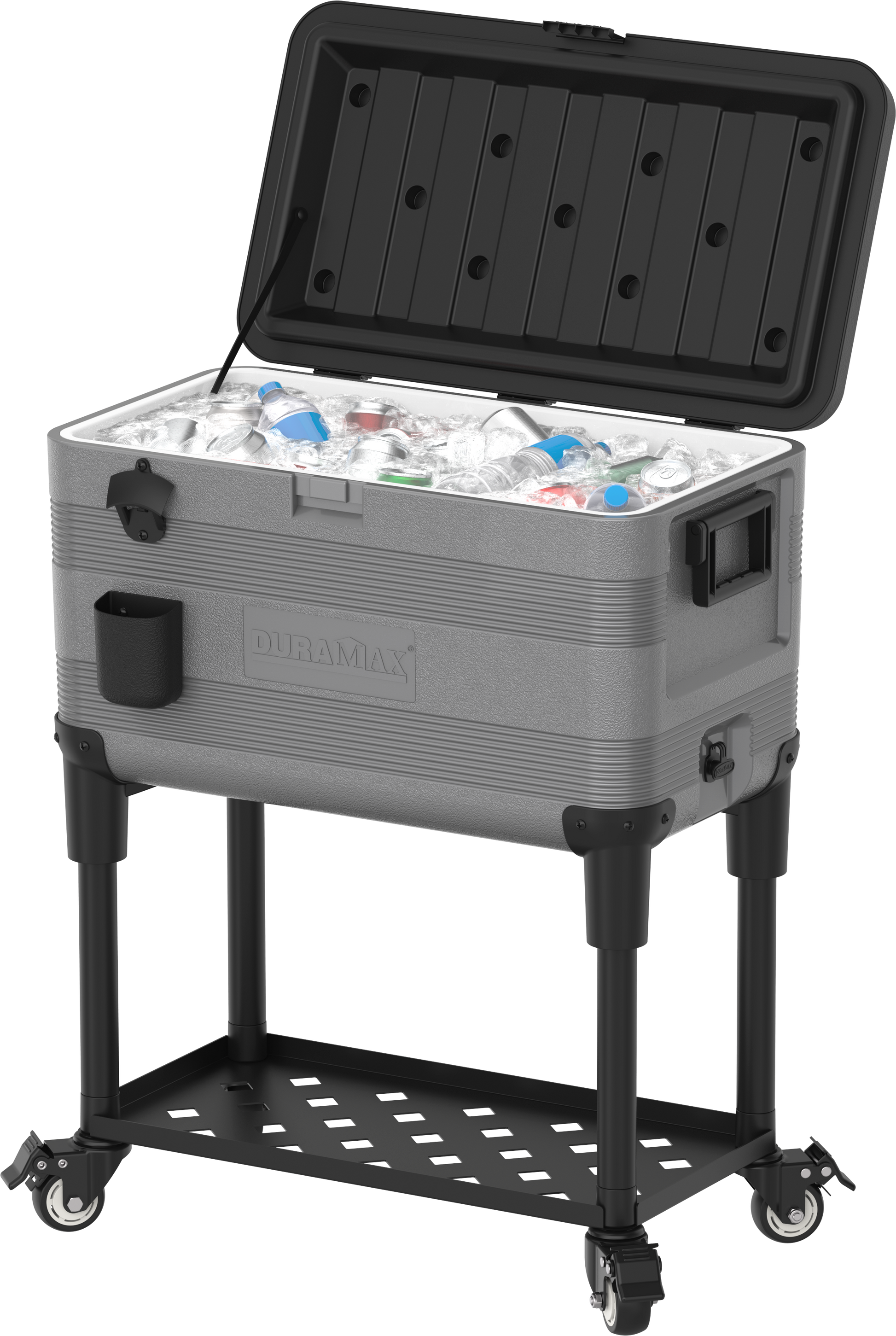 Duramax Patio Beverage Cart Cooler with PU Insulation & Wheels, Grey
