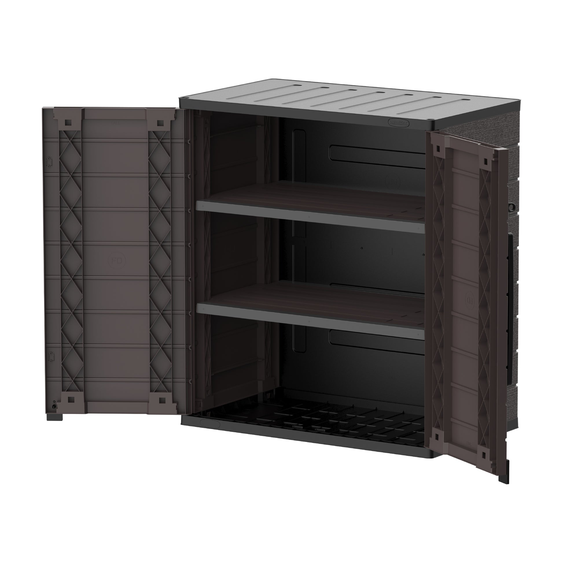 Duramax Cedargrain Short Storage Cabinet with 2x Adjustable Shelves - Brown