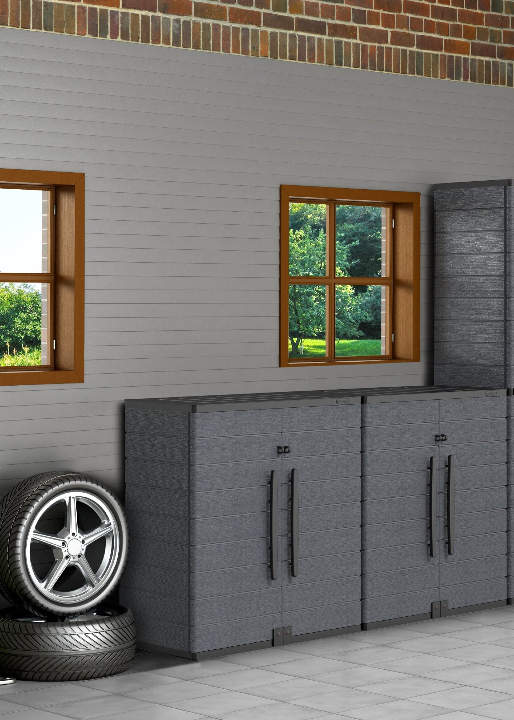 Duramax Cedargrain Short Storage Cabinet with 2x Adjustable Shelves - Grey