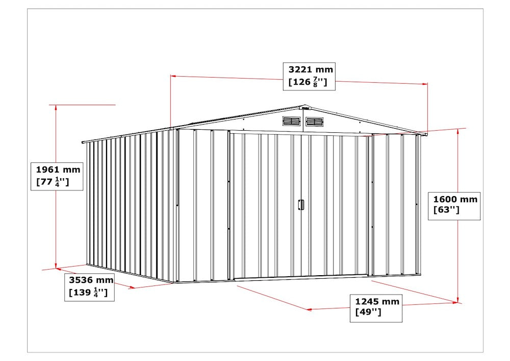 Duramax ECO metal shed dimensions.