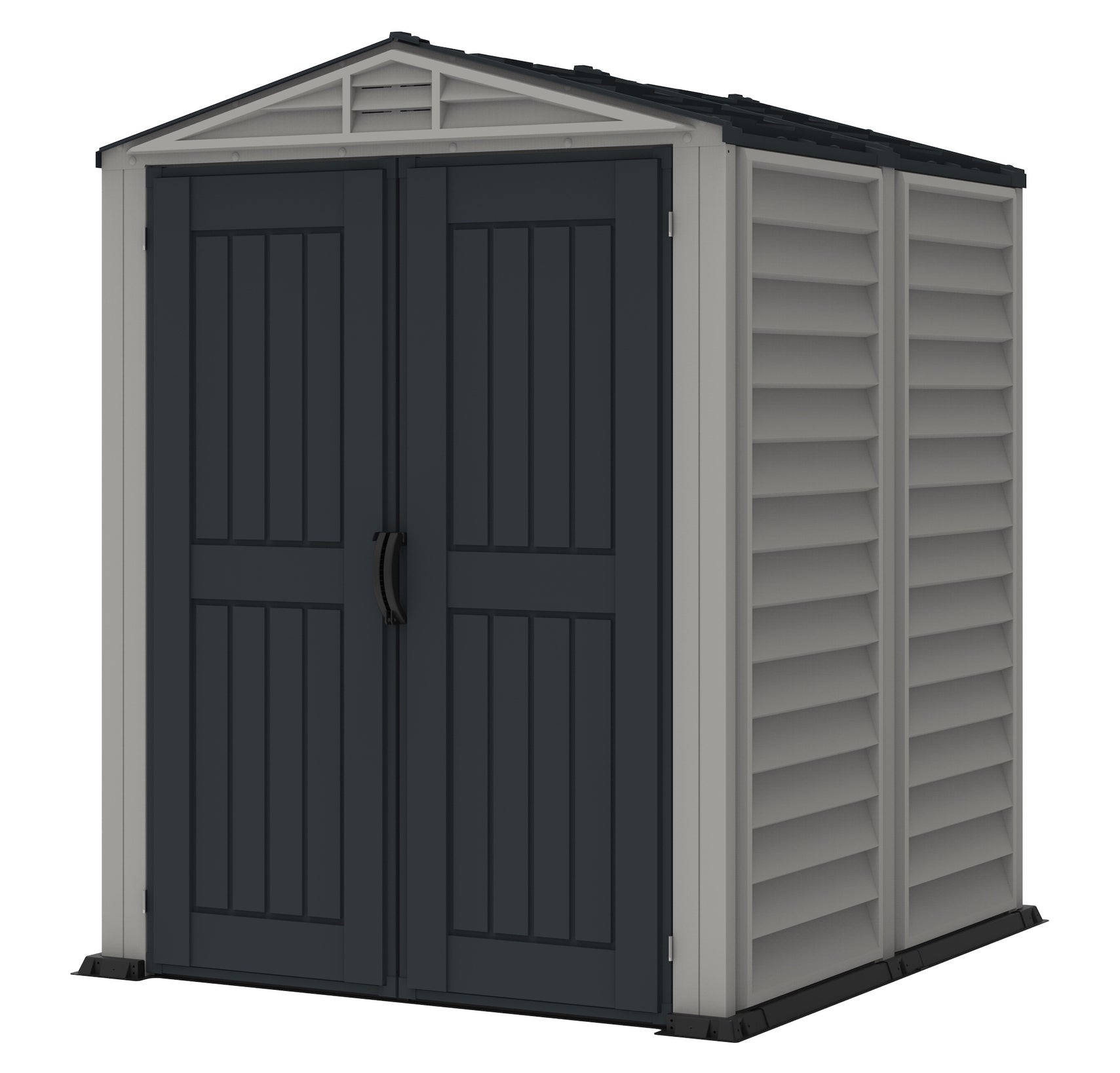 Plastic storage shed, 1.71 x 1.71 m with a complete floor and a quick assembly.