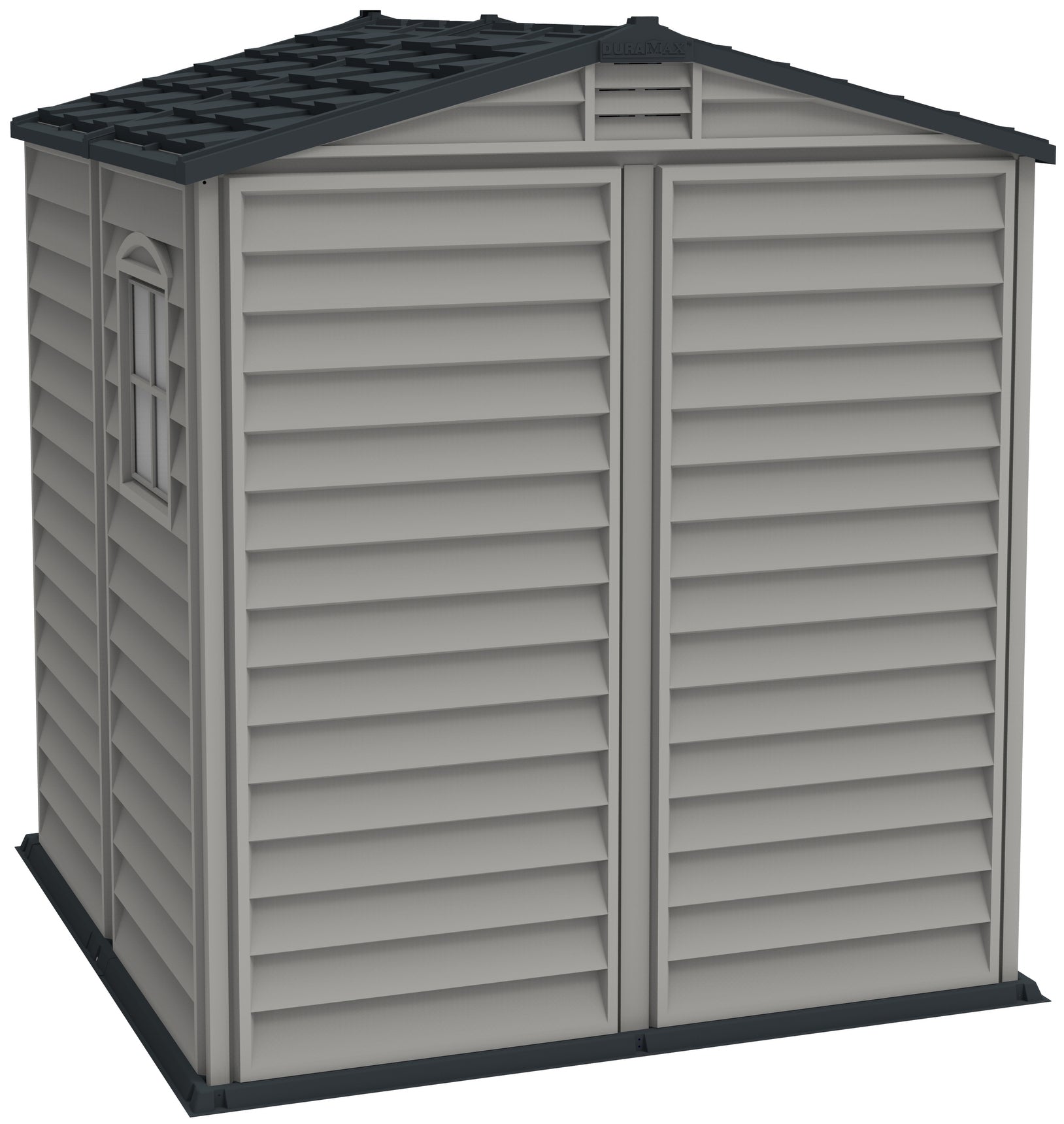 Duramax plastic shed for garden, 1.91 x 1.91 m with ventilation.