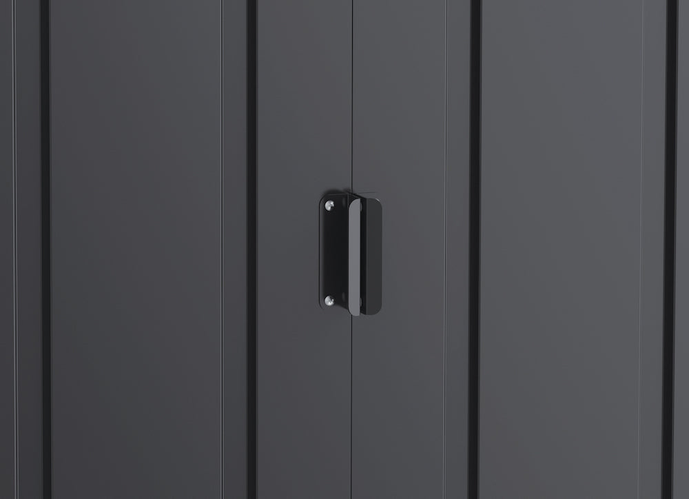 Durmamax metal shed, sliding door handles.