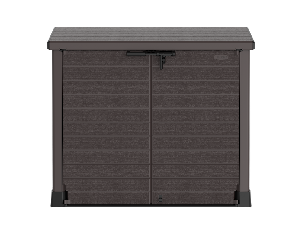 The StoreAway with flattened lid enables plenty of storage space for tools for gardening, containers, and additional items.