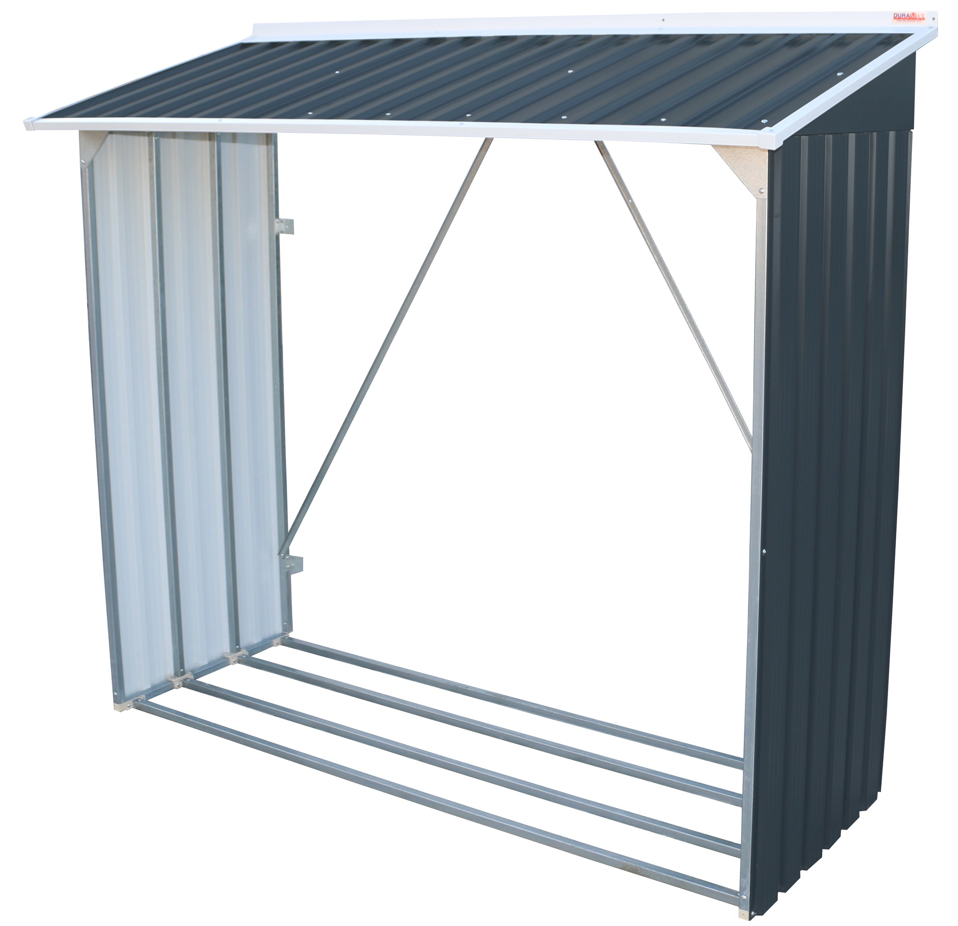 Woodstore to keep firewood dry and protected, woodstore made of steel and strong metal to support its structure.