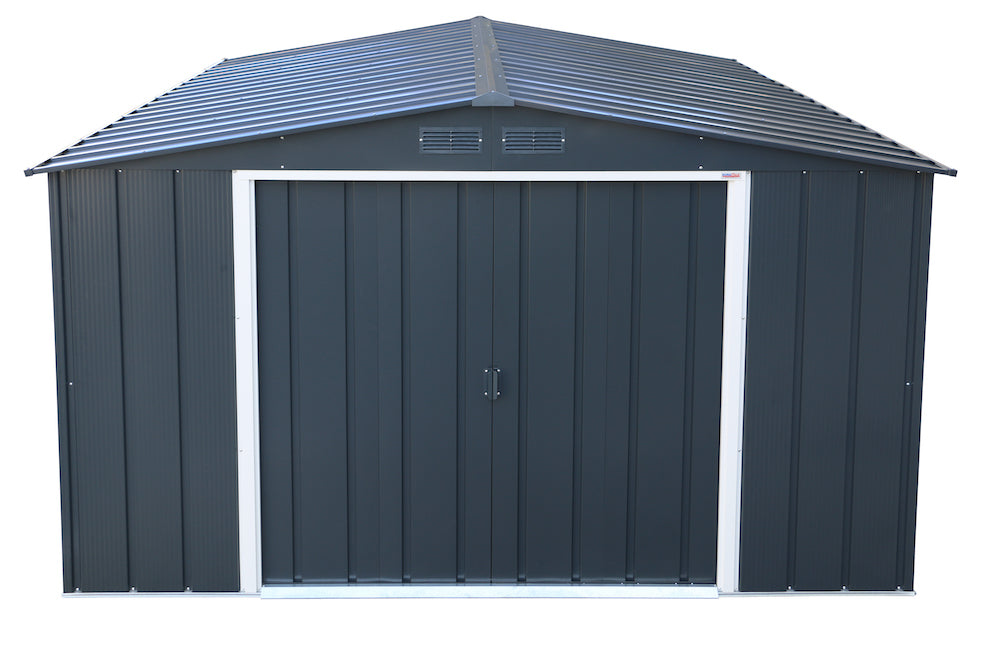 Duramax ECO 3.12 x 3.54 m metal storage shed for storing heavy and big equipment