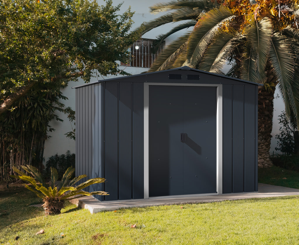 Abri métallique Duramax ECO 2,52 x 1,74 m - Anthracite avec garnitures blanc cassé