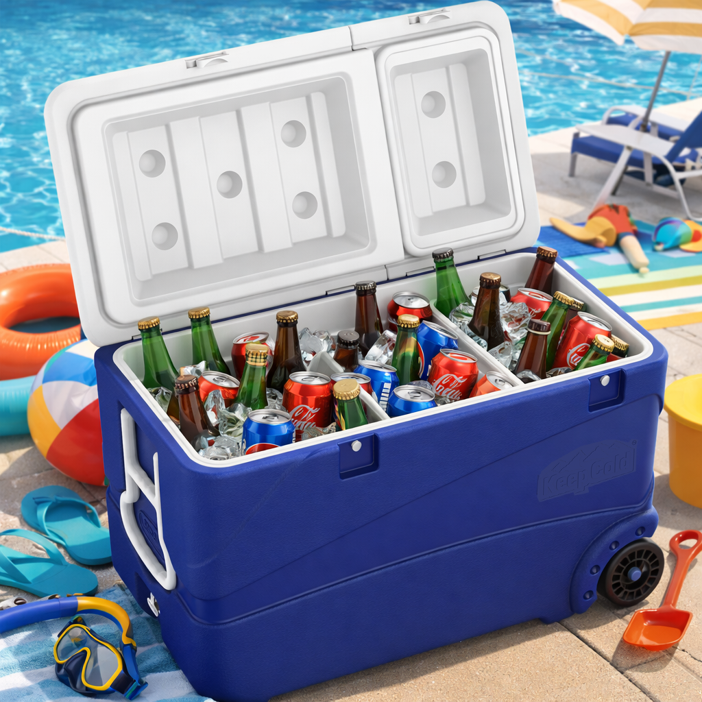 Duramax Deluxe Trolley Icebox 102L with PU Insulation, Blue