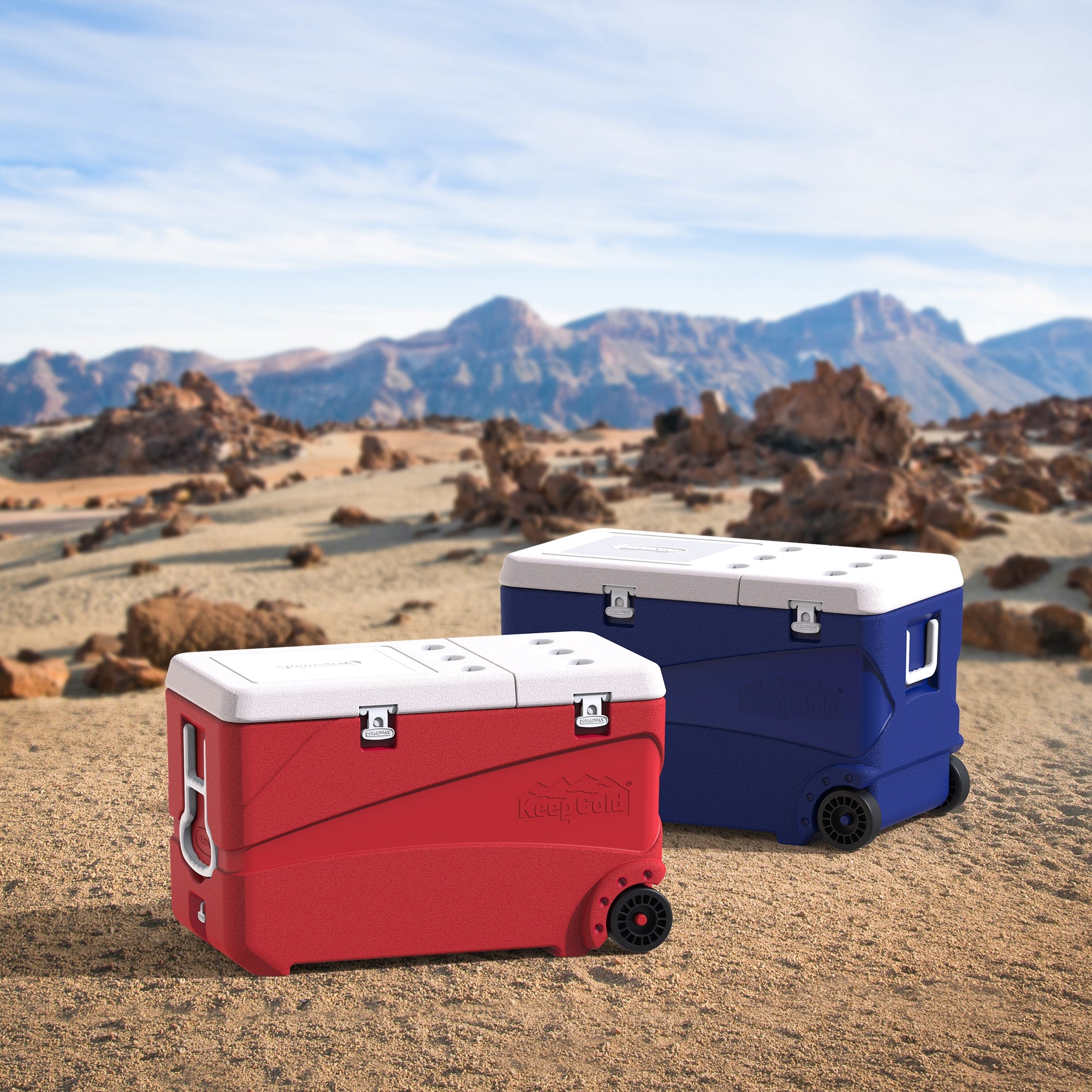 Duramax Deluxe Trolley Icebox 102L with PU Insulation, Blue