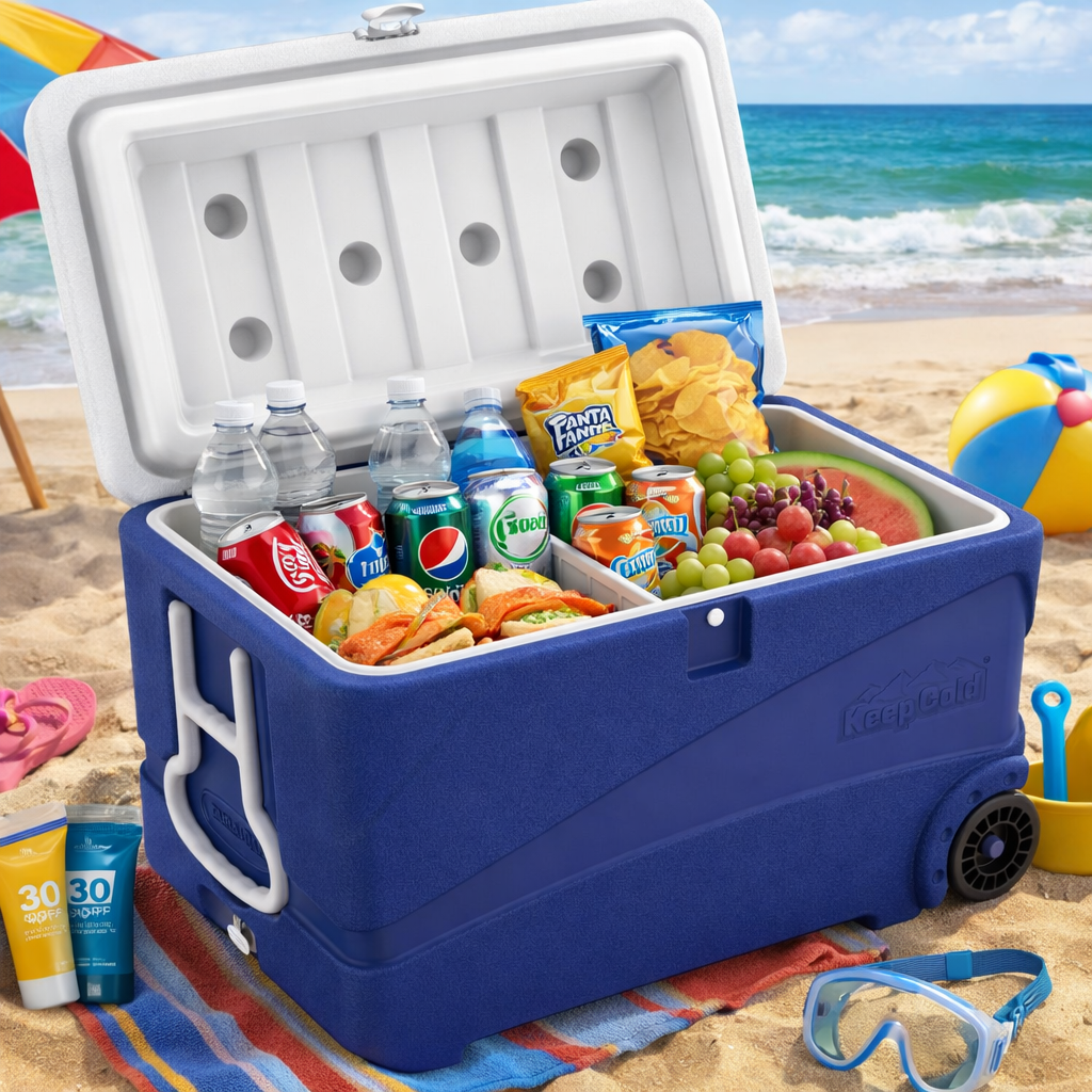 Duramax Deluxe Trolley Icebox 84L with PU Insulation, Blue