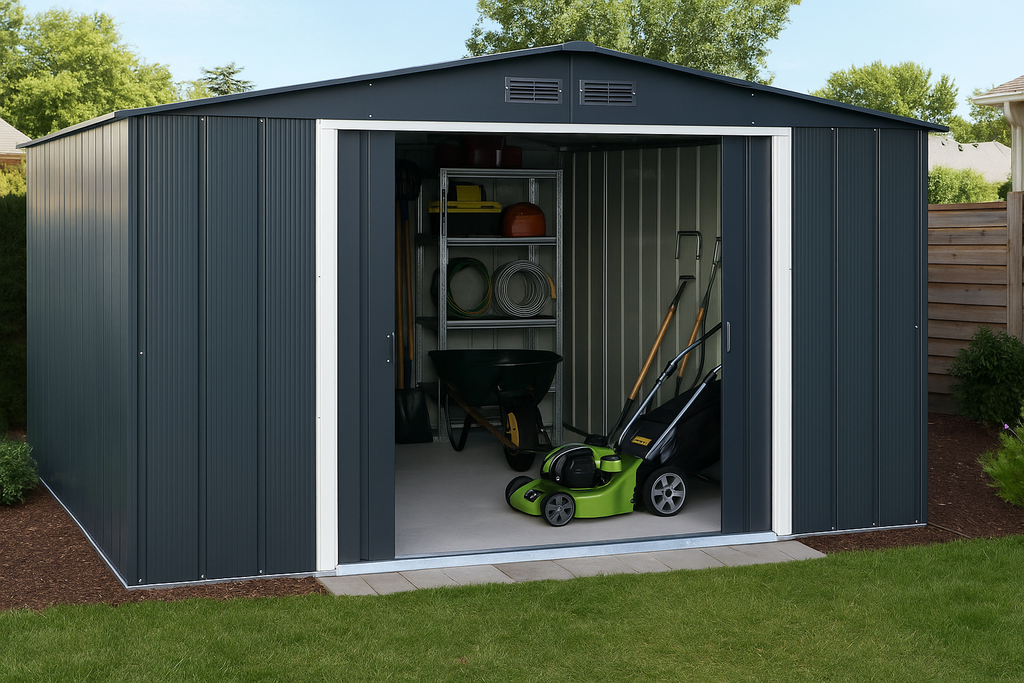 Duramax ECO 3,12 x 3,54 m Kovová kůlna – antracitová s šedobílým lemováním