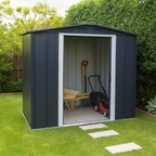 Duramax ECO 1,92 x 1,13 m metalskur - antracit med råhvide besætninger