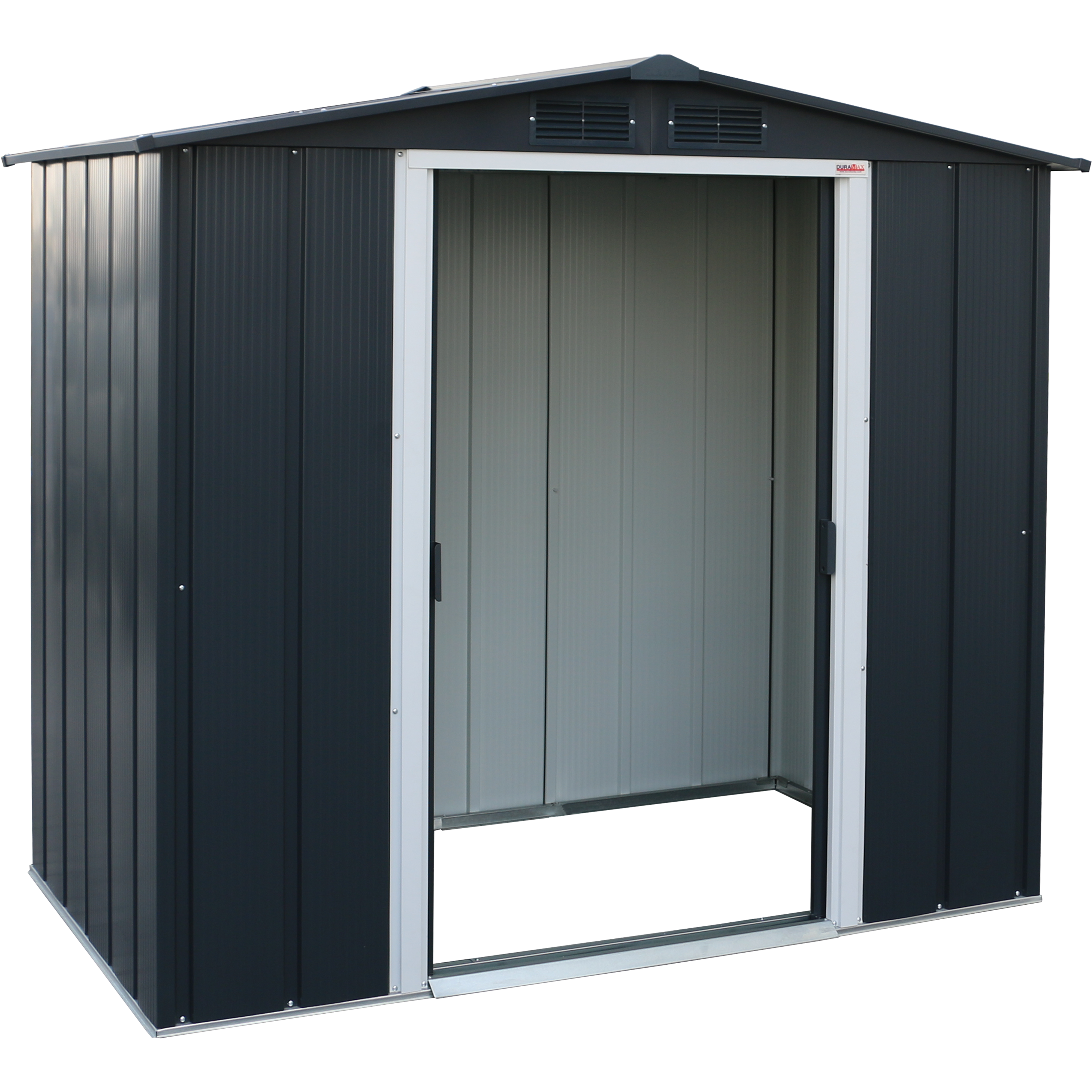 Duramax ECO 1,92 x 1,13 m metalskur - antracit med råhvide besætninger