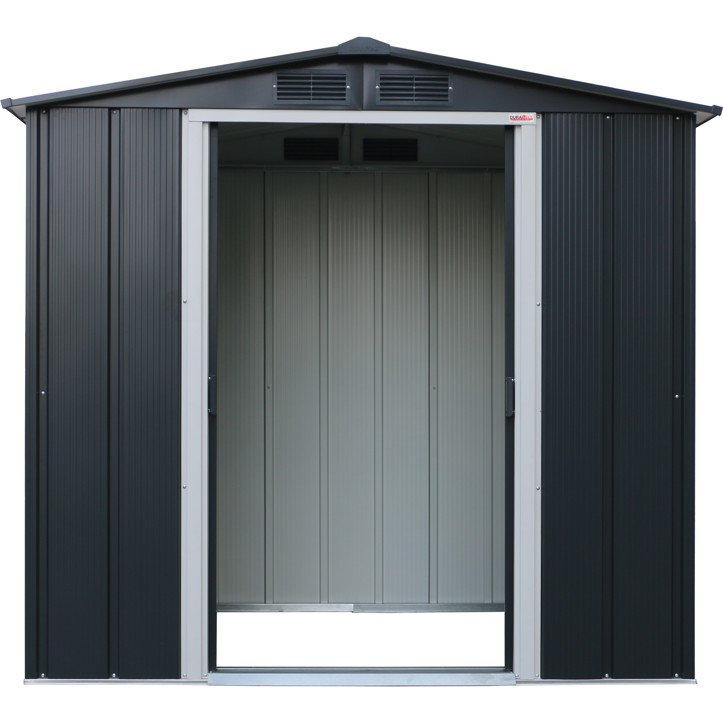 Duramax ECO 1,92 x 1,13 m metalskur - antracit med råhvide besætninger