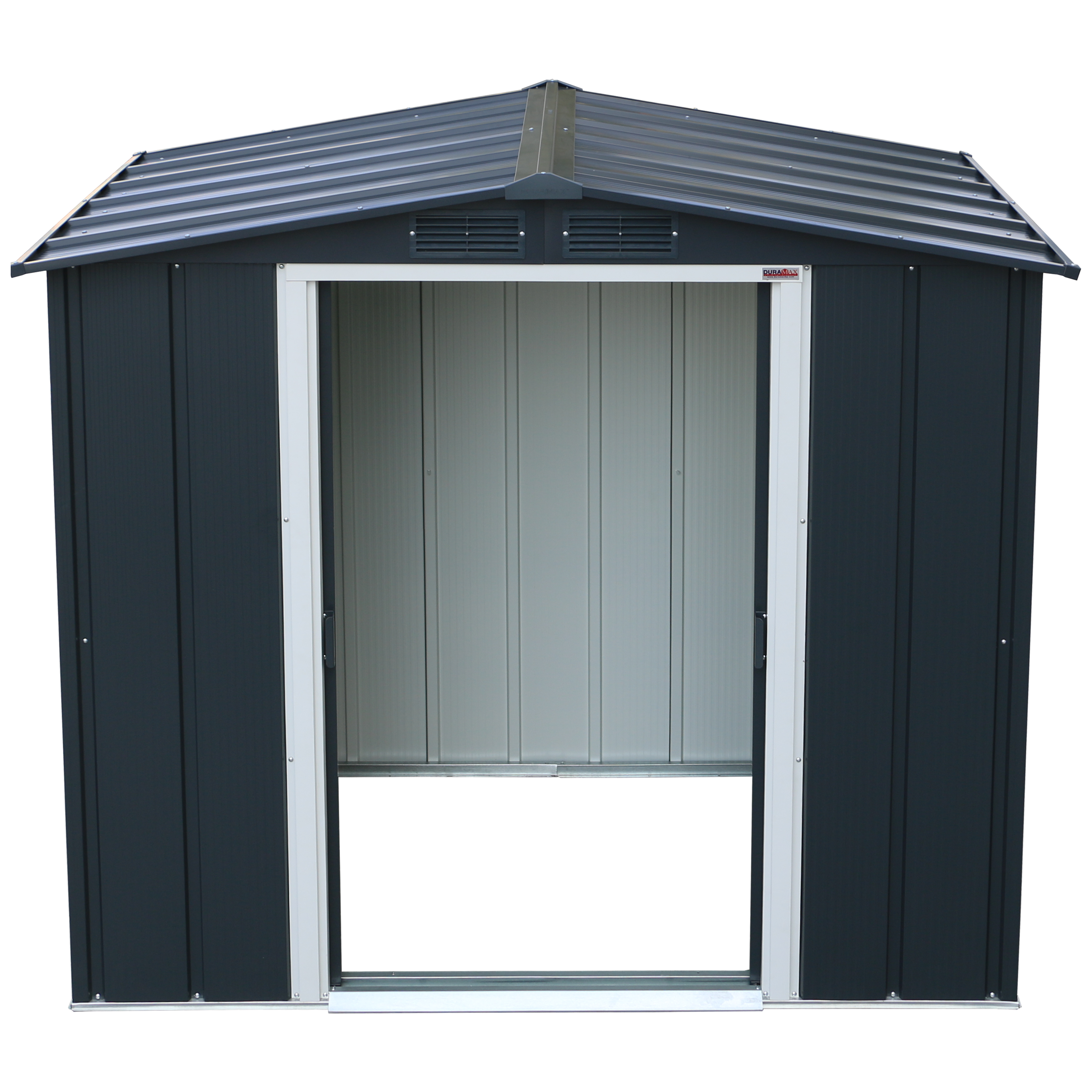 Duramax ECO 1,92 x 1,13 m metalskur - antracit med råhvide besætninger