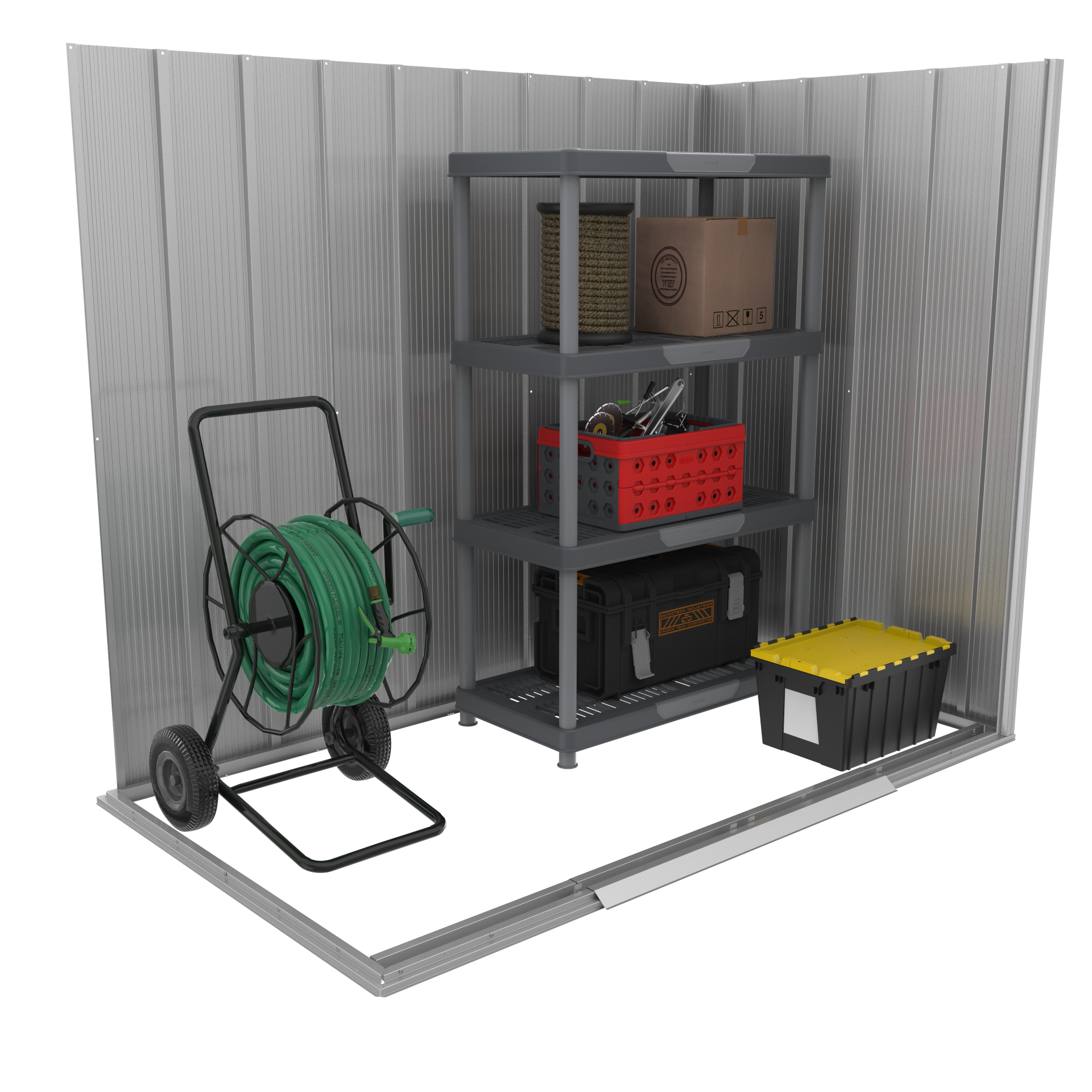 Duramax ECO 1,92 x 1,13 m metalskur - antracit med råhvide besætninger