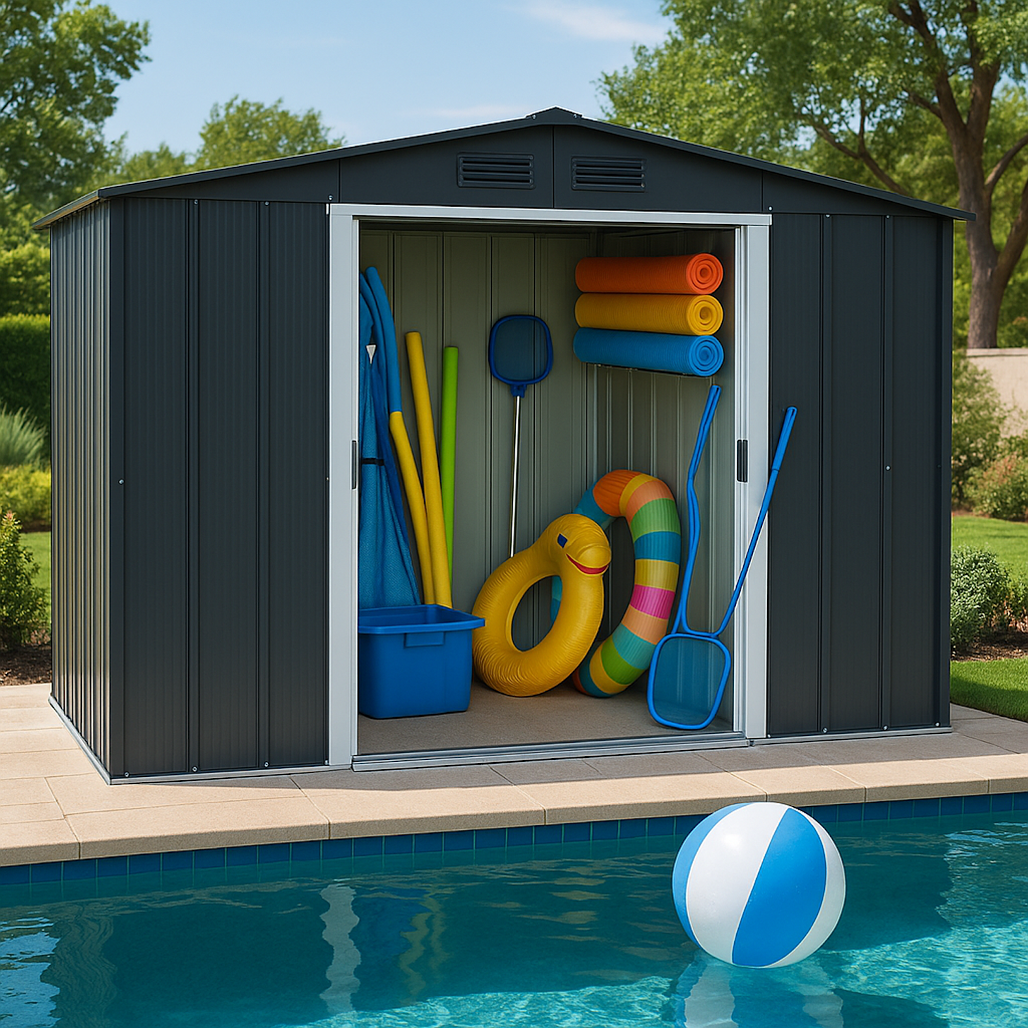 Duramax ECO 2.52 x 1.74 m Metal Shed - Anthracite