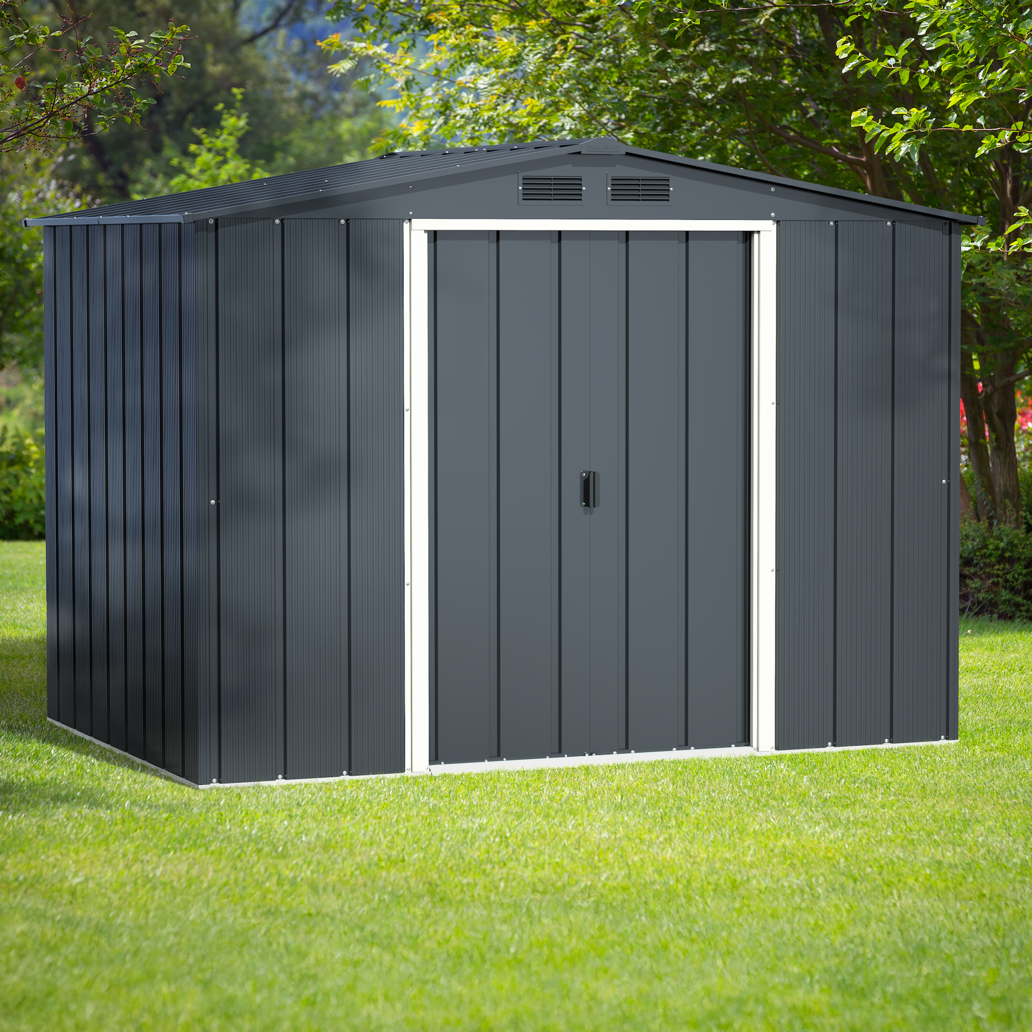 Barracão de metal Duramax ECO 2,52 x 1,74 m - Antracite com detalhes em branco