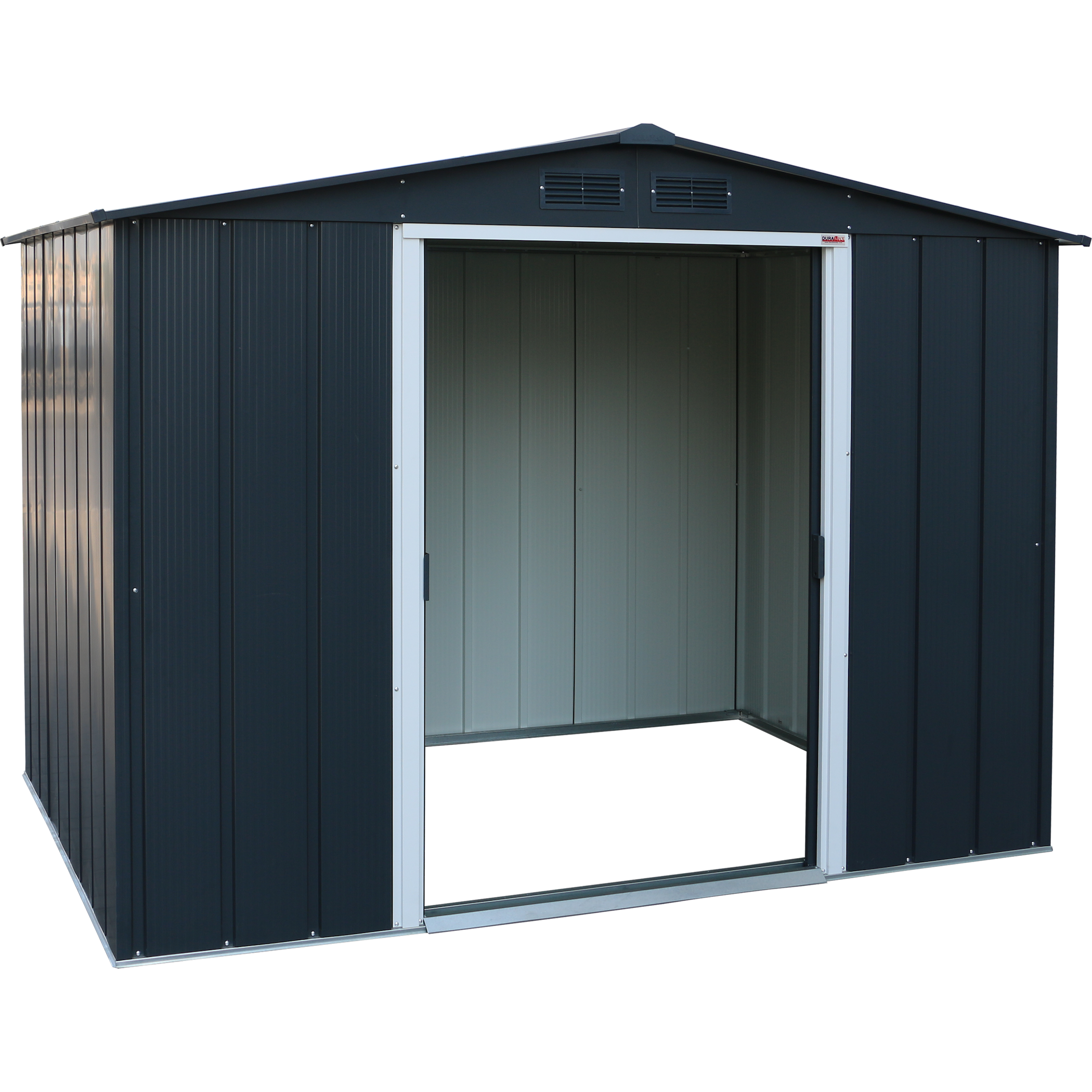 Barracão de metal Duramax ECO 2,52 x 1,74 m - Antracite com detalhes em branco