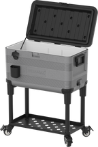 Duramax Patio Beverage Cooler 70L with PU Insulation & Wheels, Grey