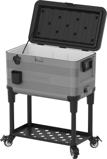 Duramax Patio Beverage Cart Cooler with PU Insulation & Wheels, Grey