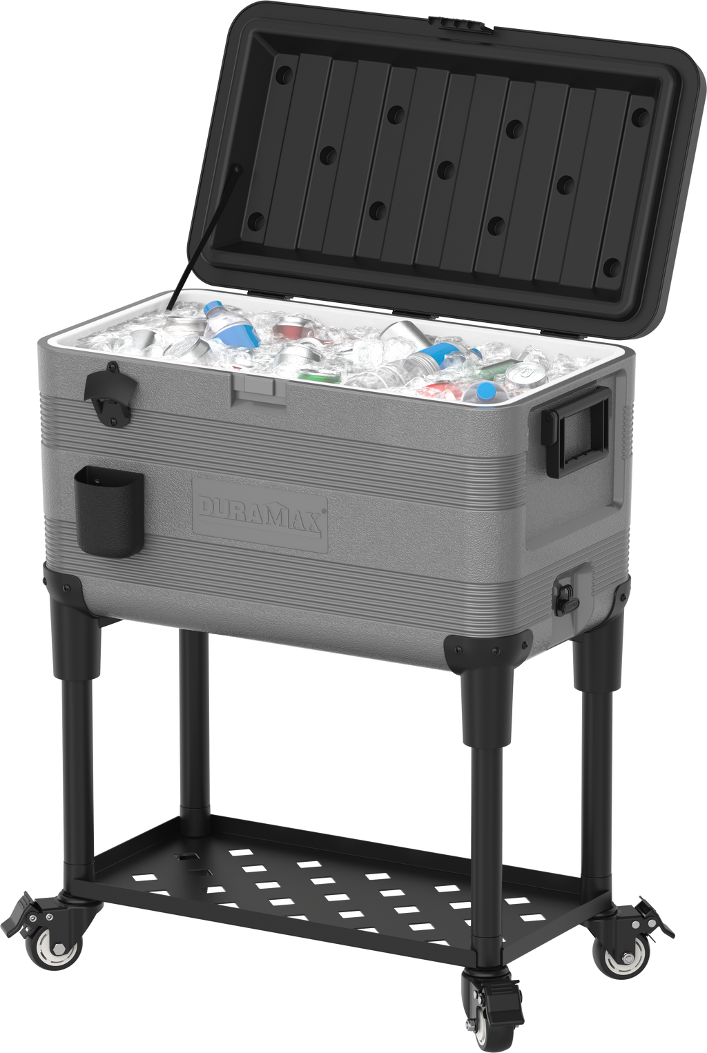 Duramax Patio Beverage Cart Cooler with PU Insulation & Wheels, Grey