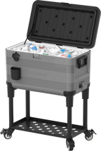 Duramax Patio Beverage Cooler 70L with PU Insulation & Wheels, Grey