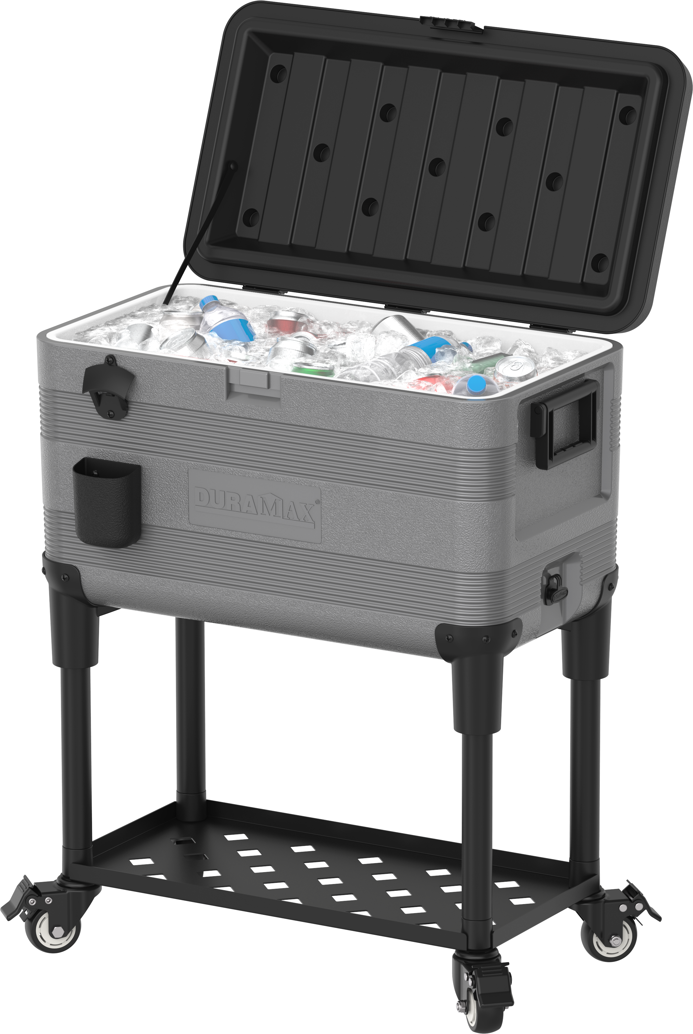 Duramax Patio Beverage Cart Cooler with PU Insulation & Wheels, Grey