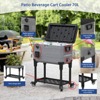 Duramax Patio Beverage Cooler 70L with PU Insulation & Wheels, Grey