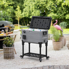 Duramax Patio Beverage Cooler 70L with PU Insulation & Wheels, Grey