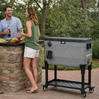 Duramax Patio Beverage Cooler 70L with PU Insulation & Wheels, Grey