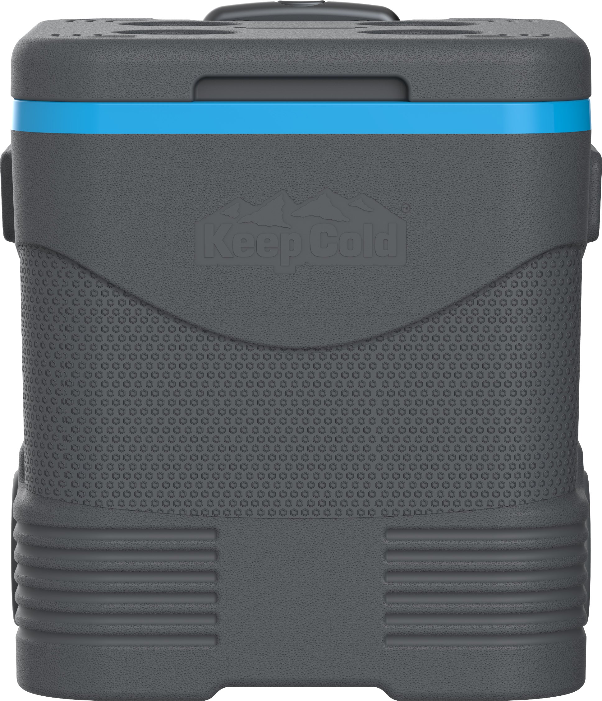 Trolley icebox in grey and blue, 45L, ideal for loading and transporting out of car, suitable for shores, camping and barbecues. 