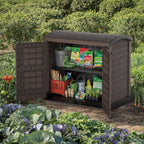 Duramax StoreAway 1200L plasthaveopbevaringsskur med buelåg, affaldsbeholder, brun