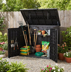 Duramax StoreAway 1200L Πλαστική Αποθήκη Κήπου με επίπεδο καπάκι, περίβλημα σκουπιδιών, καφέ