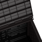 Barracão de armazenamento de jardim de plástico Duramax StoreAway 850L, compartimento para lata de lixo, marrom escuro