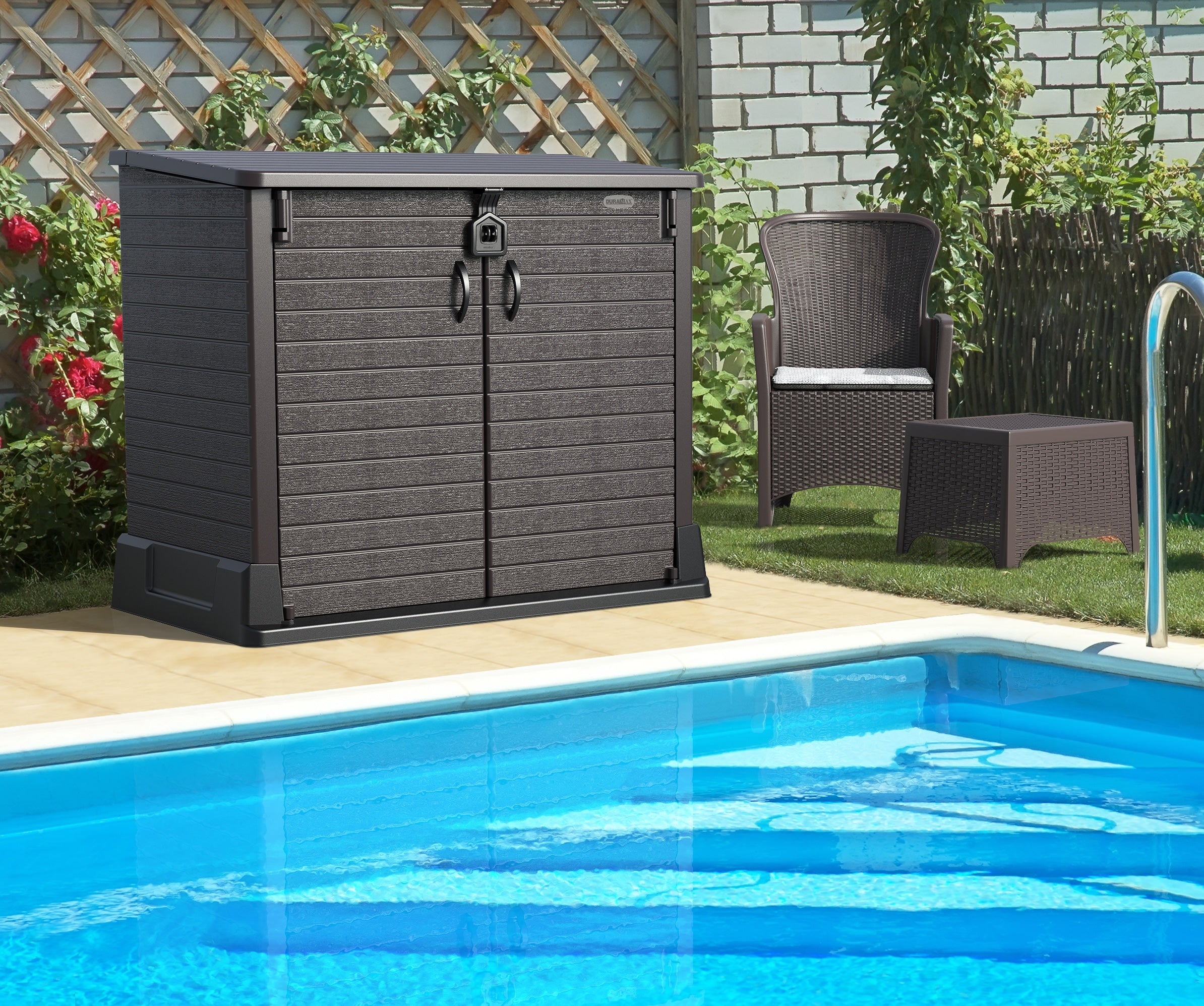Duramax StoreAway 850L Plastic Storage Shed, Dark Brown