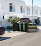 Barracão de armazenamento de jardim de plástico Duramax StoreAway 850L, compartimento para lata de lixo, marrom escuro