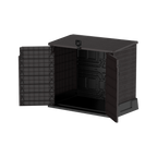 Barracão de armazenamento de jardim de plástico Duramax StoreAway 850L, compartimento para lata de lixo, marrom escuro