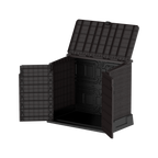 Barracão de armazenamento de jardim de plástico Duramax StoreAway 850L, compartimento para lata de lixo, marrom escuro