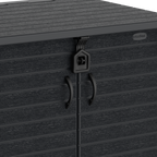 Barracão de armazenamento de jardim de plástico Duramax StoreAway 850L, compartimento para lata de lixo, cinza escuro