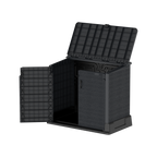 Barracão de armazenamento de jardim de plástico Duramax StoreAway 850L, compartimento para lata de lixo, cinza escuro