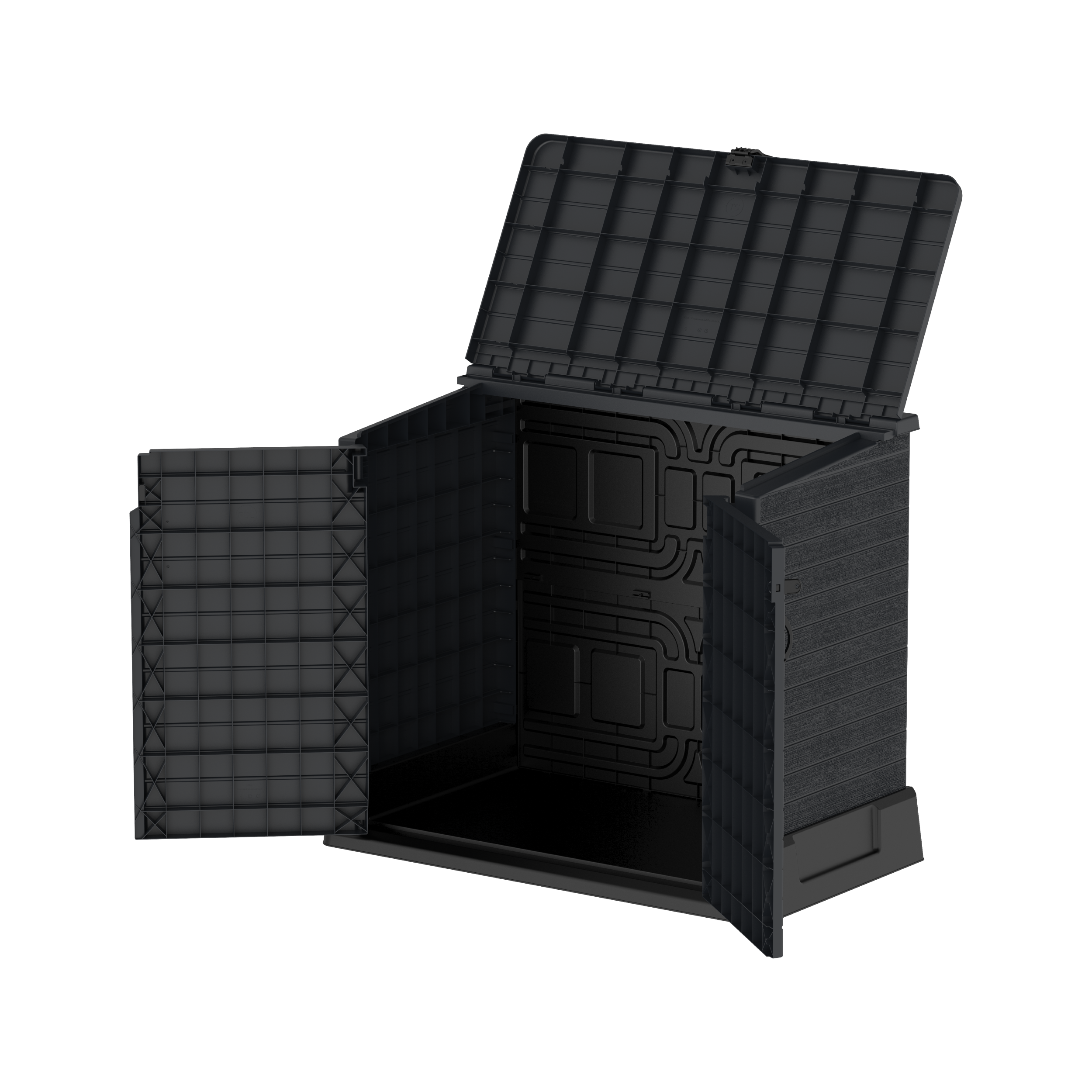 Barracão de armazenamento de jardim de plástico Duramax StoreAway 850L, compartimento para lata de lixo, cinza escuro