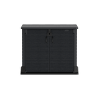 Barracão de armazenamento de jardim de plástico Duramax StoreAway 850L, compartimento para lata de lixo, cinza escuro