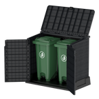 Barracão de armazenamento de jardim de plástico Duramax StoreAway 850L, compartimento para lata de lixo, cinza escuro