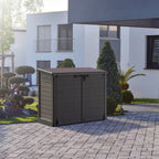 Duramax StoreAway 1200L Abri de Jardin en Plastique avec Couvercle Plat, Enceinte Poubelle, Marron