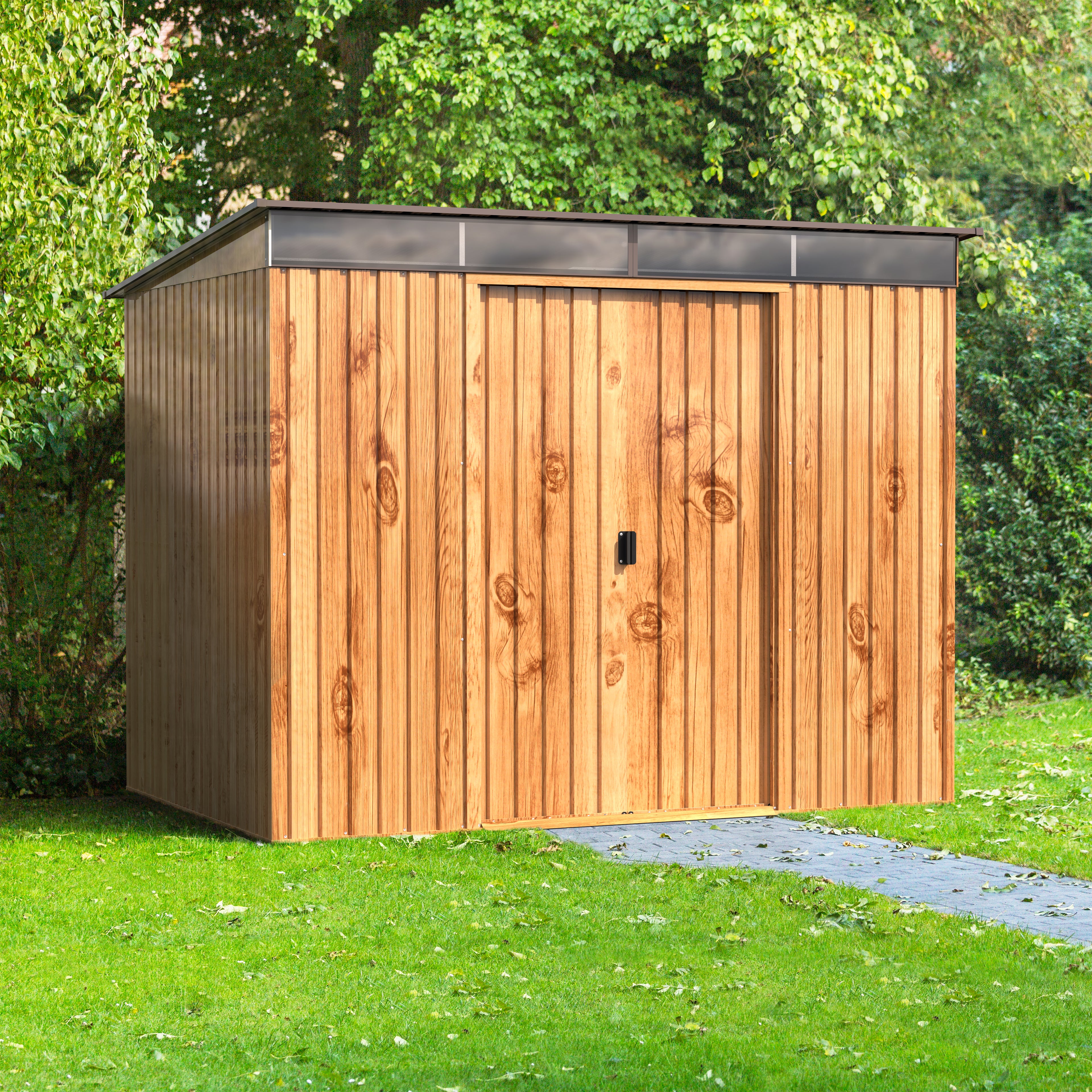 Duramax TOP Pent Roof Skylight 2.52 x 1.74 m Metal Shed - Woodgrain