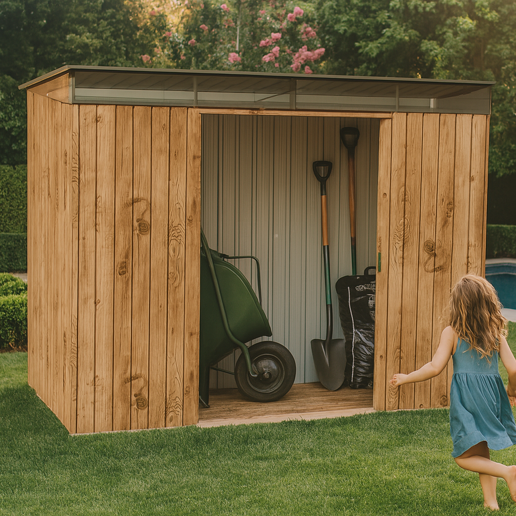Duramax TOP Pent Roof Skylight 2.52 x 1.74 m Metal Shed - Woodgrain