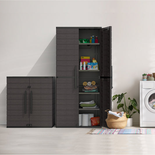 Duramax Cedargrain Tall Storage Cabinet with 4x Adjustable Shelves - Brown